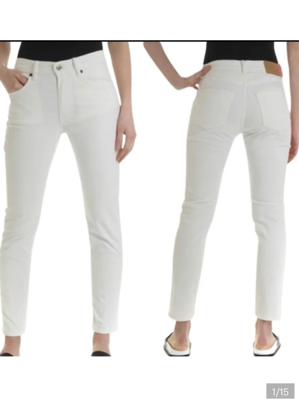 ACNE STUDIOS Bla Konst Slim Leg Jeans Ankle Skinny Mid-Rise White Size 33